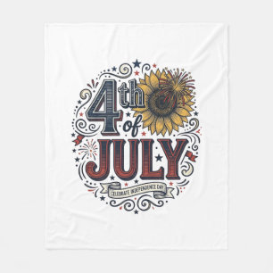 Cobertor De Velo Camisa Patriótica Vintage 4 de Julho Sunflower Des