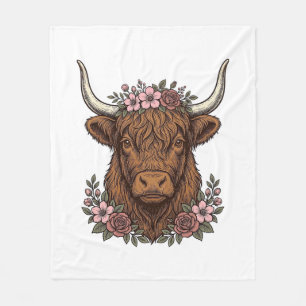Cobertor De Velo Camisa Vetorial de Vaca das Terras Altas Florais V
