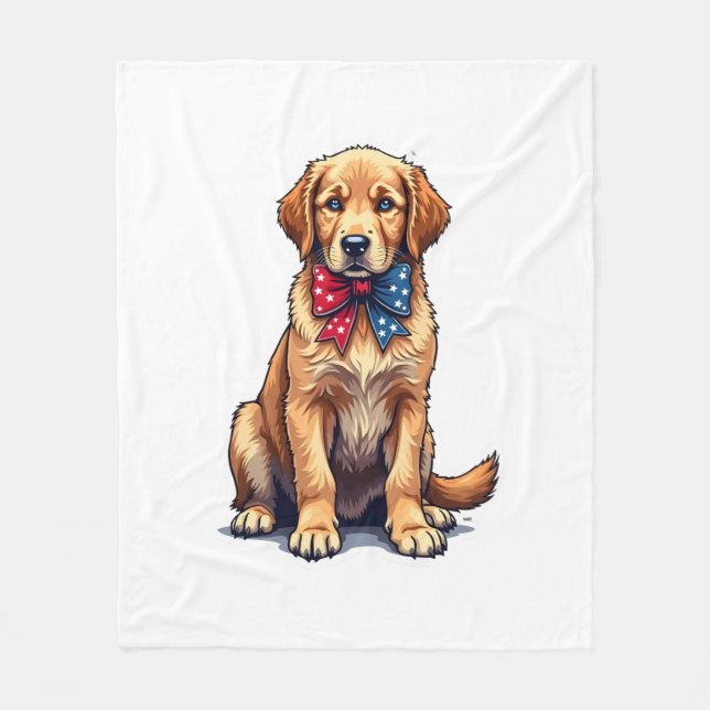 Cobertor De Velo Camisa Vintage de Cachorrinho Golden Retriever Pat (Frente)