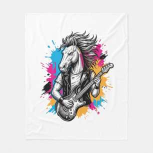 Cobertor De Velo Camisa Vintage de Gravura de Cavalo Tocando Guitar