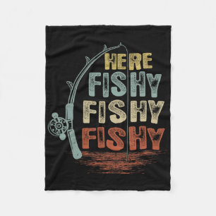 Cobertor De Velo Camisa Vintage Here-fishy Engraçada de Pesca 
