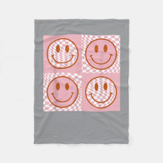 Cobertor De Velo Camisa Xadrez Cara Feliz Rosa Retrô