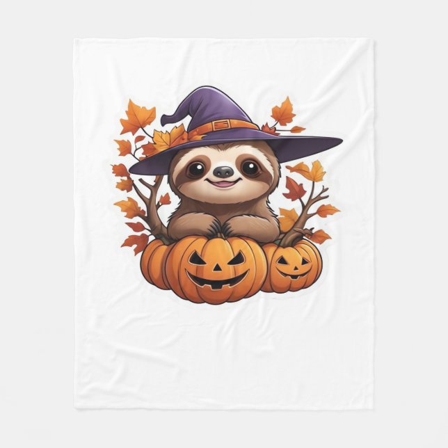 Cobertor De Velo Camiseta Clássica de Cartoon Halloween Sloth (Frente)