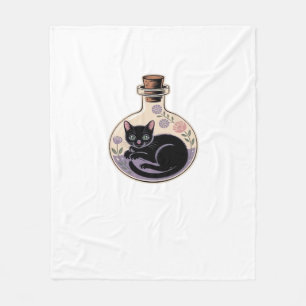 Cobertor De Velo Camiseta Clássica Gato Preto em Garrafa de Poção
