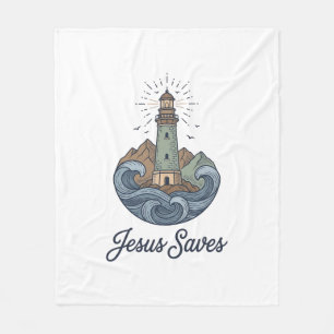 Cobertor De Velo Camiseta Cristã Farol Vintage Jesus Salva_1