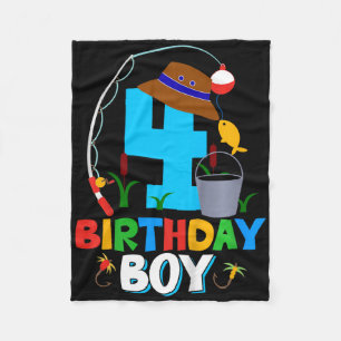 Cobertor De Velo Camiseta de aniversário de 4 anos para menino, pes
