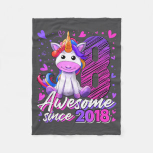 Cobertor De Velo Camiseta de Aniversário de 8 Anos Menina 8 Anos de
