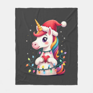 Cobertor De Velo Camiseta de Natal Unicórnio com Chapéu do Papai No