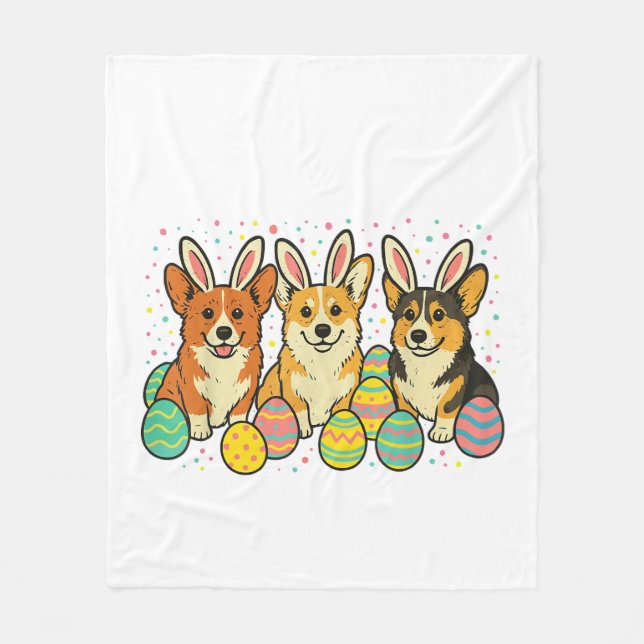Cobertor De Velo Camiseta de Páscoa Corgi_1 (Frente)