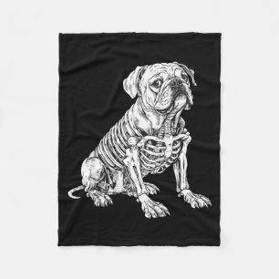 Cobertor De Velo Camiseta do Dia das Bruxas do Esqueleto do Bulldog