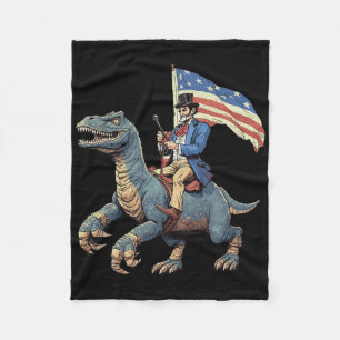 Cobertor De Velo Camiseta engraçada Abe Lincoln montando um dinossa