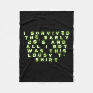Cobertor De Velo Camiseta engraçada de Ano Novo Eu Sobrevivi aos 20