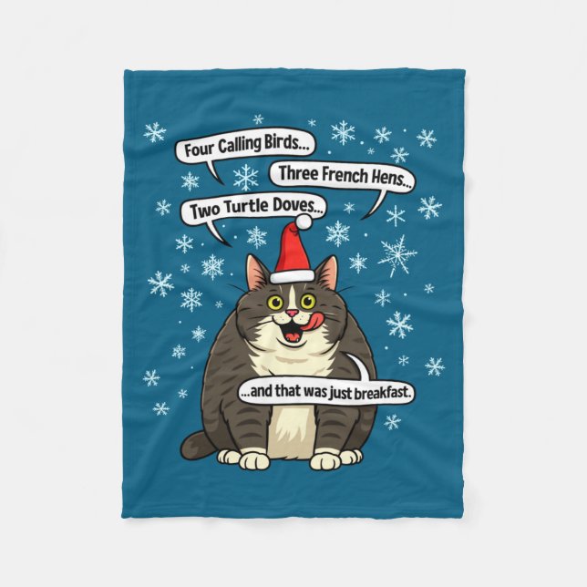 Cobertor De Velo Camiseta engraçada do gato de Natal Presente do ch (Frente)