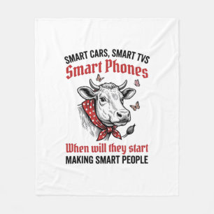 Cobertor De Velo Camiseta Engraçada Pessoas Inteligentes Vaca Engra