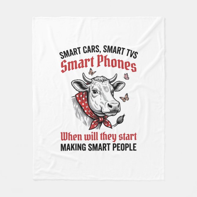 Cobertor De Velo Camiseta Engraçada Pessoas Inteligentes Vaca Engra (Frente)