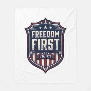 Cobertor De Velo Camiseta Escudo Patriótico Freedom First USA 1776 