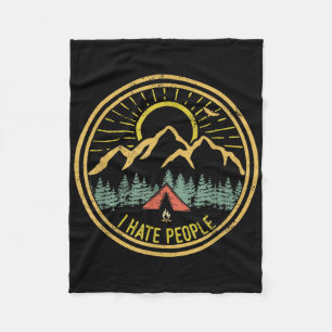 Cobertor De Velo Camiseta Eu Odeio Pessoas Acampando Retro Divertid