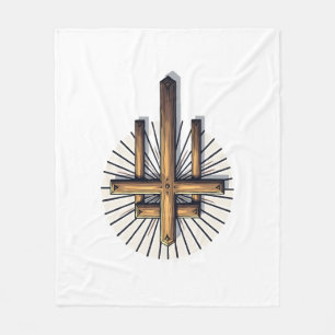 Cobertor De Velo Camiseta Fé com Três Cruzes Gravura Vintage (1)