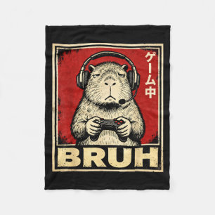 Cobertor De Velo Camiseta Gráfica Engraçada de Capivara Gamer Bruh