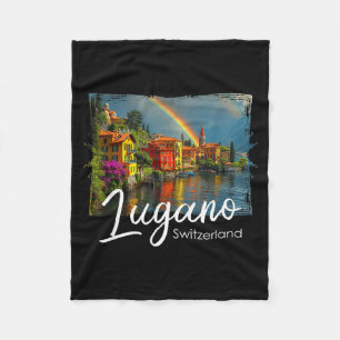 Cobertor De Velo Camiseta Lugano Vintage Suíça Alpes Caminhada Lago