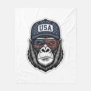 Cobertor De Velo Camiseta Patriótica Óculos de Sol Gorila EUA Vinta