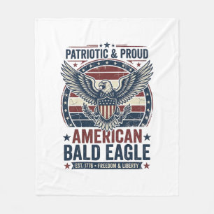 Cobertor De Velo Camiseta Patriótica Vintage Águia Careca Distresse