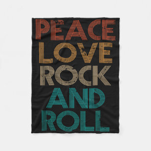 Cobertor De Velo Camiseta Peace Love Rock N Roll Vintage Banda Rock