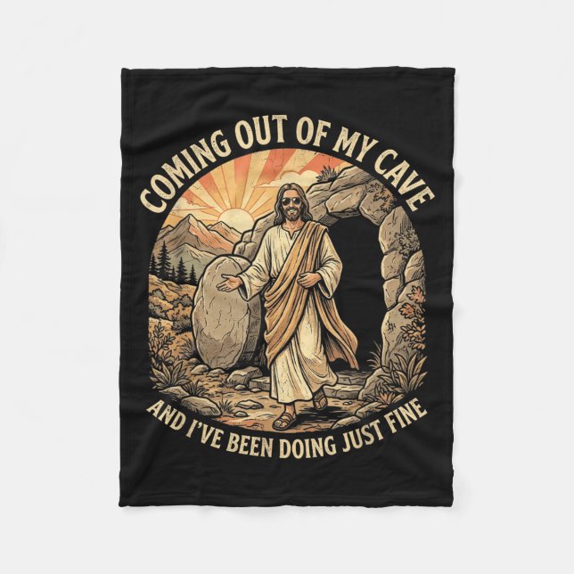 Cobertor De Velo Camiseta Saindo da Caverna Jesus Religião Cristã (Frente)