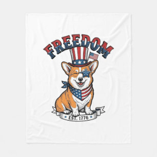 Cobertor De Velo Camiseta Vintage Gravura Patriota Liberdade Corgi_