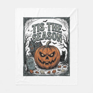Cobertor De Velo Camiseta Vintage Halloween Abóbora Gato É a Tempor