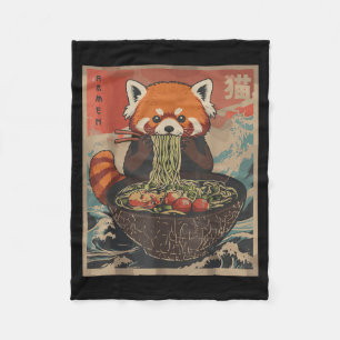 Cobertor De Velo Camisetas Gráficas Japonesas Ramen Panda Vermelho