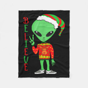 Cobertor De Velo Camisola Feia de Natal Alienígena Divertida Eu Acr