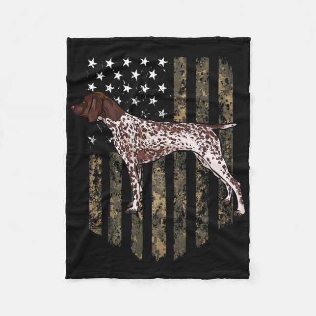 Cobertor De Velo Camo American Flag German Shorthired Pointer 4th (Frente)