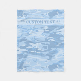 Cobertor De Velo Camo Azul com Texto Personalizado
