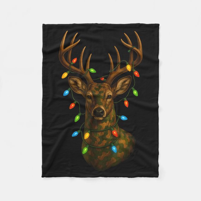 Cobertor De Velo Camo Hunting Reindeer Deer Christmas Holiday Xmas  (Frente)