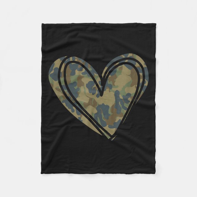 Cobertor De Velo Camo Print Heart Valentines Day  (Frente)