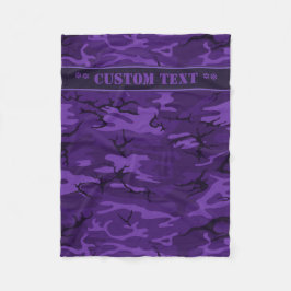 Cobertor De Velo Camo Roxo Escuro com Texto Personalizado