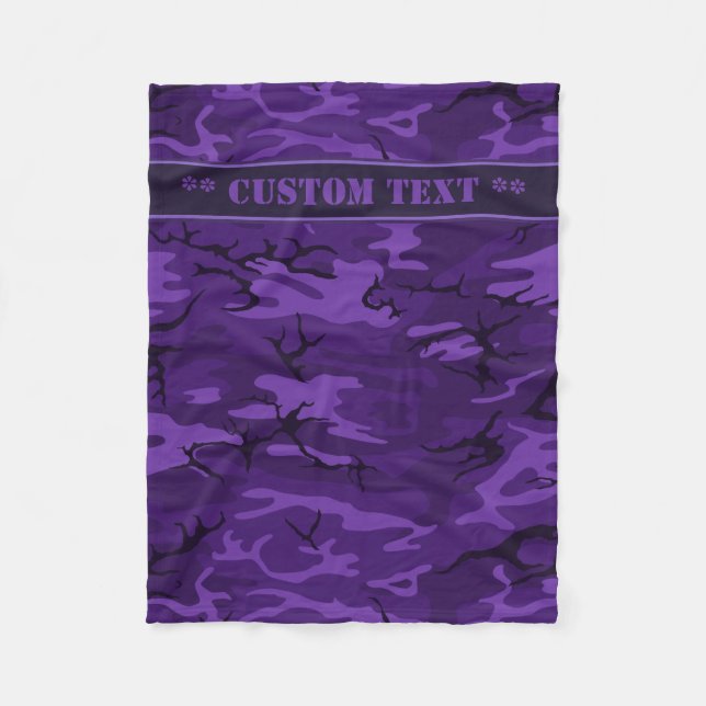 Cobertor De Velo Camo Roxo Escuro com Texto Personalizado (Frente)