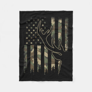 Cobertor De Velo Camo USA Flag Elk Buck Camouflage Deer Hunting Hun