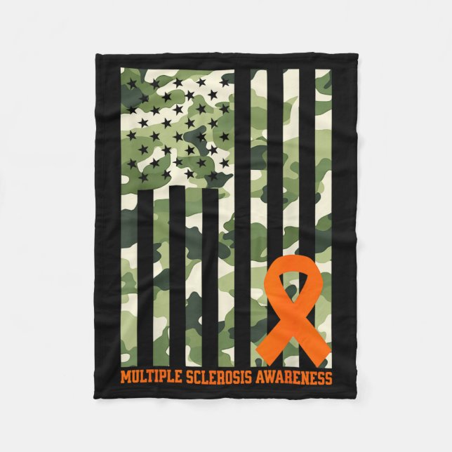 Cobertor De Velo Camo Usa Flag Multiple Sclerosis Awareness Month M (Frente)