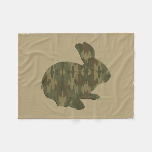Cobertor De Velo Camouflage Silhouette Bunny Fleece Blanket (Frente (Horizontal))
