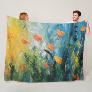 Cobertor De Velo Campainhas - Prado Floral Abstrato em Movimento