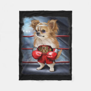 Cobertor De Velo Campeão de Boxim Chihuahua Combatendo Cachorro Por