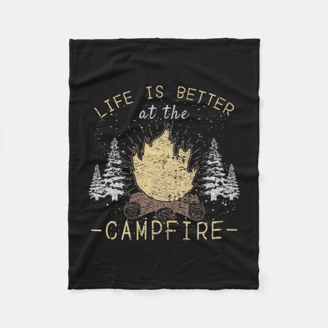 Cobertor De Velo Campfire - A Vida É Melhor Pelo Fogo (Frente)