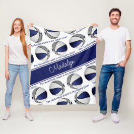 Cobertor De Velo campo de basquetebol minha feliz cinza azul para m