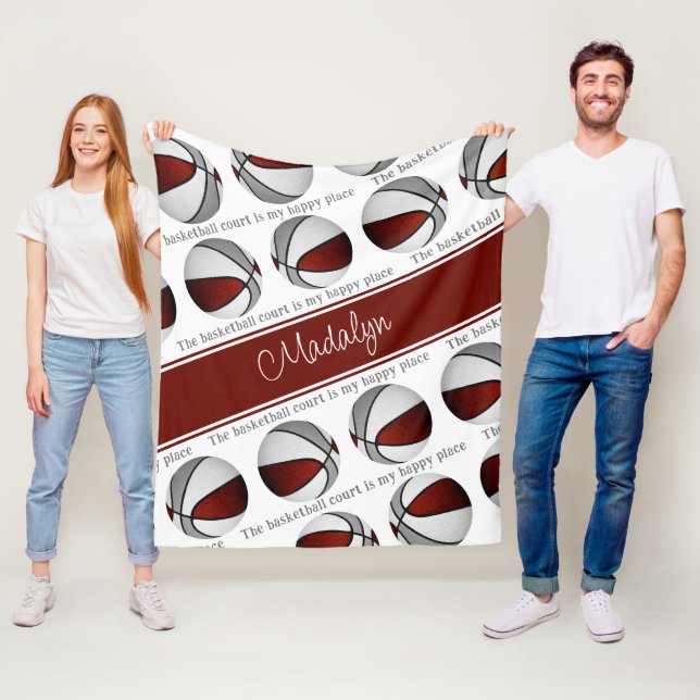 Cobertor De Velo campo de basquetebol minha feliz cinza de maroon p (In Situ)