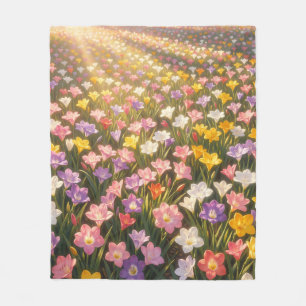 Cobertor De Velo Campo de Flores de Lírio Arco-íris Vibrante