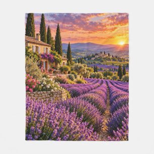 Cobertor De Velo Campos de Lavanda ao Pôr do Sol