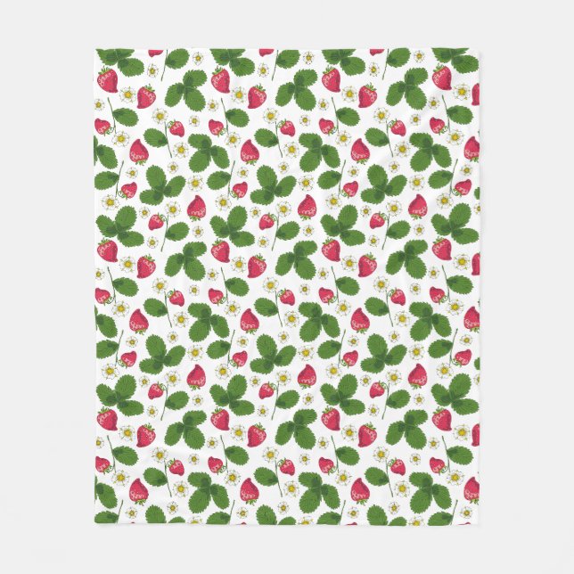 Cobertor De Velo Campos de Morango em Branco (Frente)