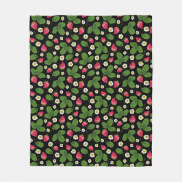 Cobertor De Velo Campos de Morango em Preto